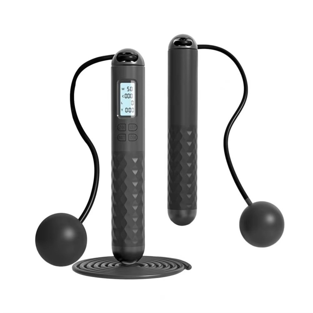 Smart Jump Rope Digital Counter - 持ち運び可能なコードレス・ロープレス・ジャンプロープ。カウンター付きで、体重減少に役立ち、滑り止め加工が施され、スマートデジタル表示機能を備えたスキップロープ。お子様向け。