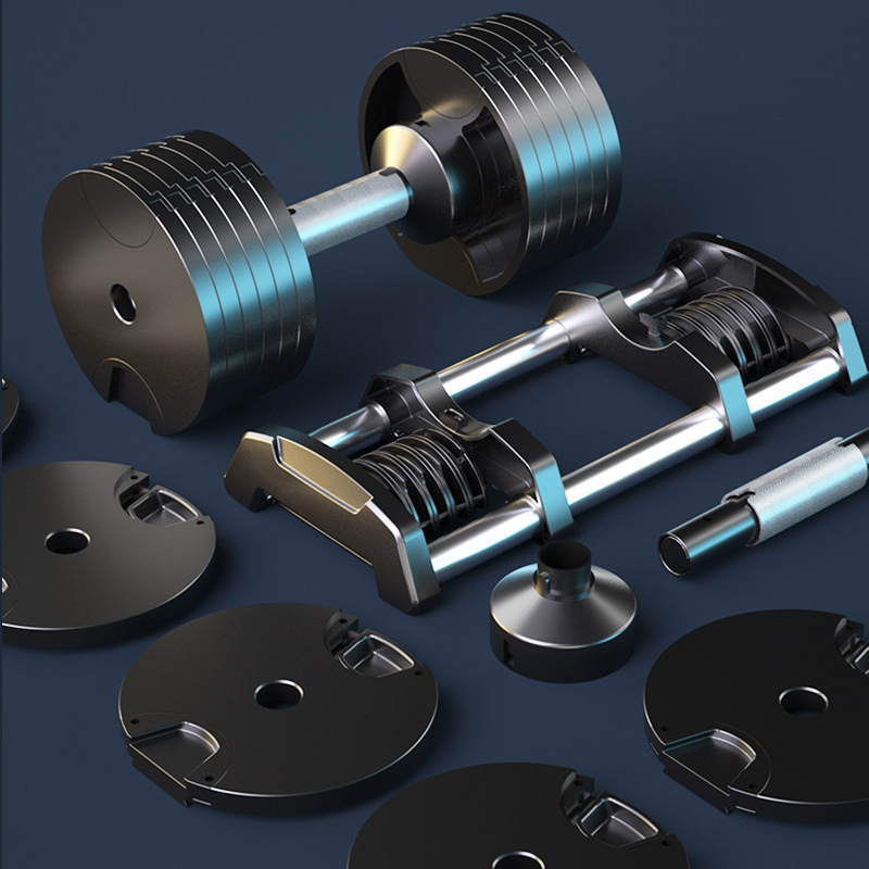 Adjustable Dumbbell Pair 40Kg - 滑り止め加工を施した金属製のハンドルを備え、4kg単位で重量を調整できる、20kgのダンベル。素早く重量を変更できるフィットネス器具。