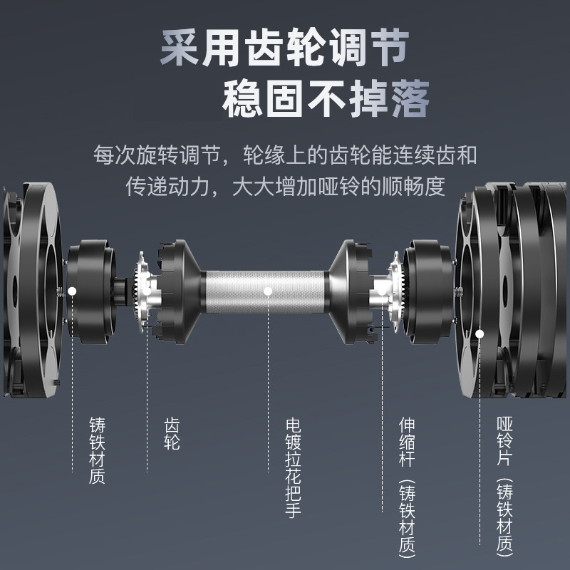 滑り止め加工を施した金属製のハンドルを備え、4kg単位で重量 - Adjustable Dumbbell Pair 40Kg のレビューと価格